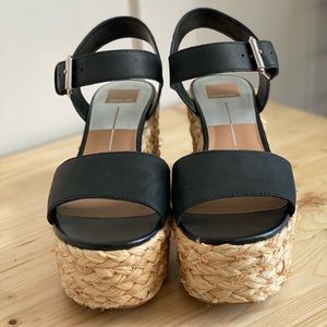 Dolce Vita Black Platform Espadrille Sandals: 10